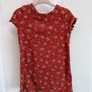 Art of Class 2T Girls Rust Red Floral Short Sleeve Blouse Top